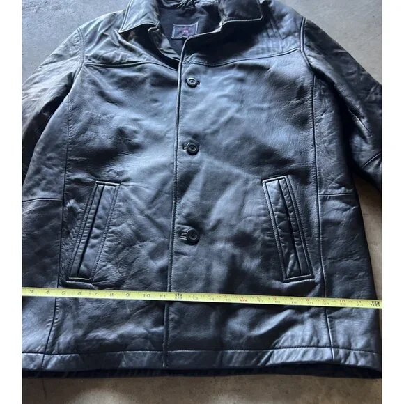 Vintage US Polo Assn Black Genuine Leather Jacket Men’s Sz XL Button Bomber